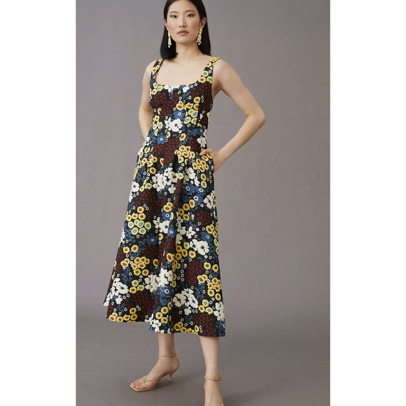 Maeve Dresses & Skirts - NEW Anthropologie Maeve Marigold Floral Midi Women's Dress - Size 2